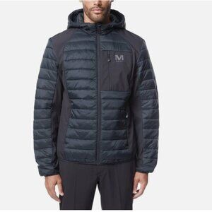 NEW! Merrell Mens Hooded Mixed Media Puffer Black
